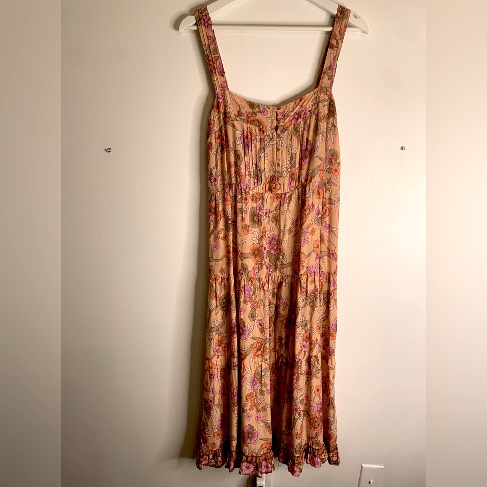 Honey Bunch, midi summer rayon dress.  Lovely peach color with flowers.